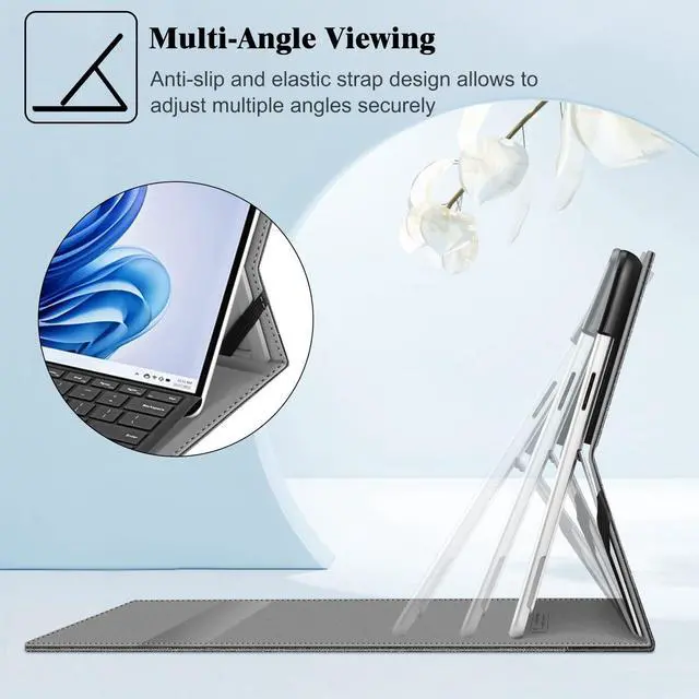 Alt view image 3 of 5 - Fintie Case for 13 Inch Microsoft Surface Pro 11 / Pro 10 / Pro 9 - Multiple Angle Viewing Portfolio Business Cover with Pocket + Tempered Glass Screen Protector for Microsoft Surface Pro 11/10/9/8/X