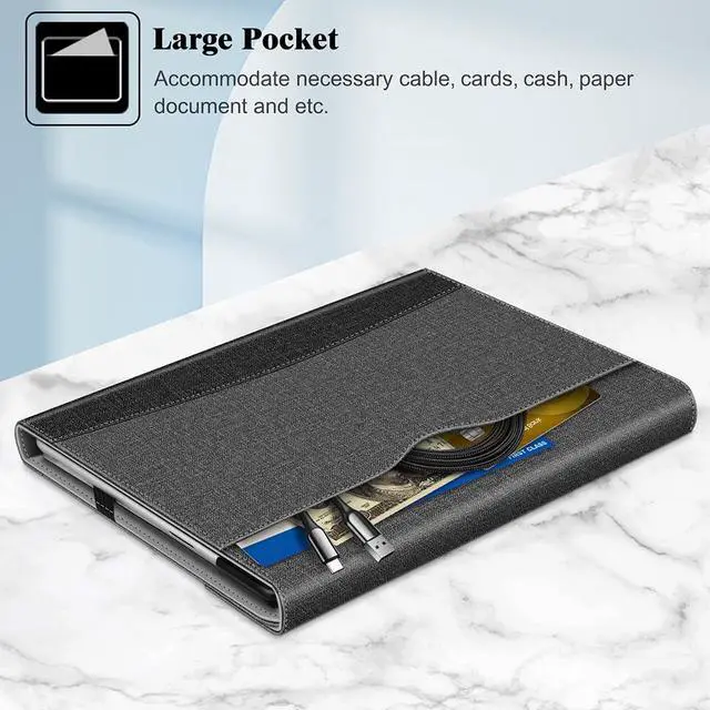 Alt view image 5 of 5 - Fintie Case for 13 Inch Microsoft Surface Pro 11 / Pro 10 / Pro 9 - Multiple Angle Viewing Portfolio Business Cover with Pocket + Tempered Glass Screen Protector for Microsoft Surface Pro 11/10/9/8/X