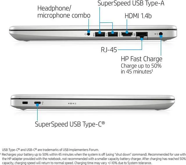 Alt view image 4 of 5 - HP 2022 Newest Laptop Computer, 14" HD Display, Quad-Core Intel Pentium N5030 (Upto 3.1GHz), 8GB RAM, 128GB SSD, HD Webcam, HDMI, Bluetooth, WiFi, RJ-45, 1-Year Office 365, Win10 S+MarxsolCables