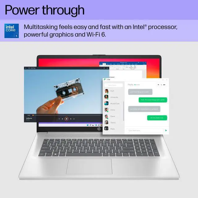 Alt view image 5 of 5 - HP 17.3" IPS Anti-Glare FHD (1920 x 1080), Laptop - Intel Core 5 Processor 120U (10-Core) 5.0GHz Max Turbo - Windows 11, Wi-Fi 6 (2 x 2), Backlit Keyboard, 512GB M.2 SSD, 16GB RAM
