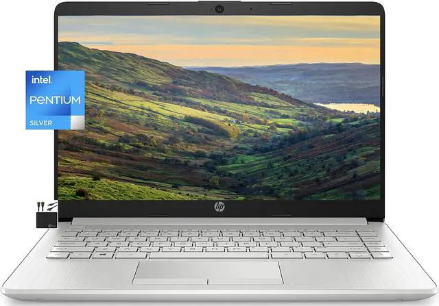 Main image of HP 2022 Newest Laptop Computer, 14" HD Display, Quad-Core Intel Pentium N5030 (Upto 3.1GHz), 8GB RAM, 128GB SSD, HD Webcam, HDMI, Bluetooth, WiFi, RJ-45, 1-Year Office 365, Win10 S+MarxsolCables