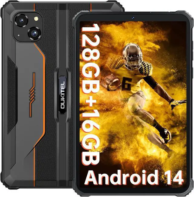 Main image of OUKITEL RT3 Pro Rugged Tablet - 8 Inch HD Industrial Android 14 Tablets, 16GB+128GB 1TB Expandable, 5150mAh Battery Tablet PC, 16+8MP Camera, IP68&IP69K, 4G Dual SIM/5G WiFi/BT5.0/NFC, Orange