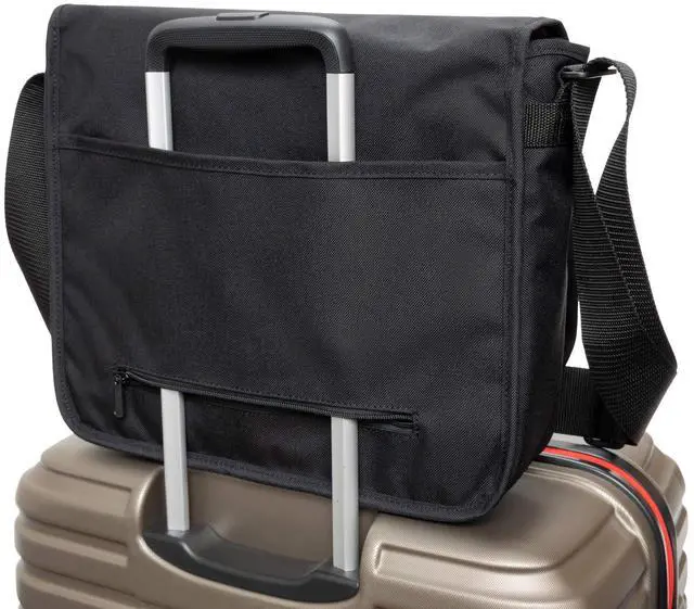 Alt view image 3 of 5 - Manhattan Portage Deluxe Computer Bag 13 Inch Padded Laptop Sleeve Spacious Compartment Attach To Rolling Luggage Water Resistant Cordura (Black)