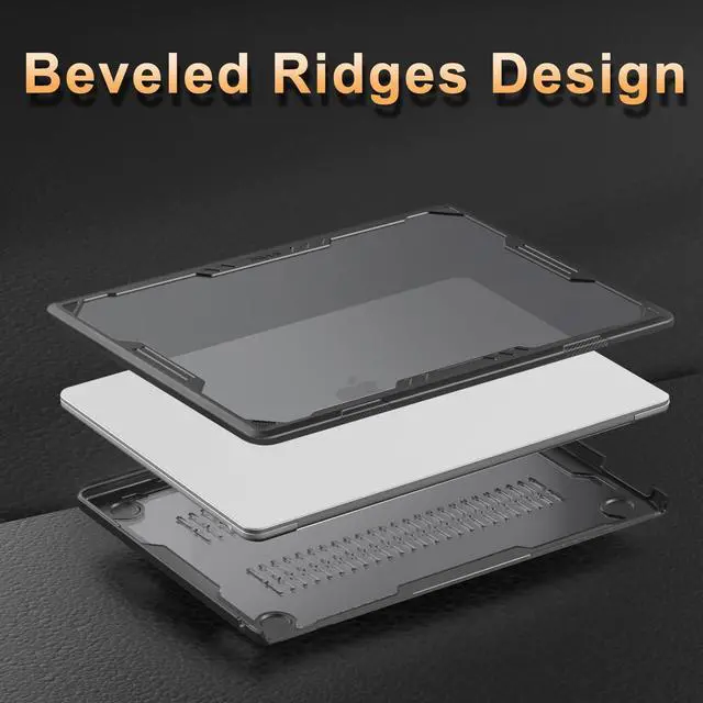 Alt view image 4 of 5 - MOSISO Compatible with MacBook Air 15 inch Case 2023 A2941 M2, Plastic Hard Case&Symmetric Geometric Heavy Duty Hard Shell&Keyboard Skin&Screen Protector&Type C Adapter 2 Pack, Crystal Clear&Black