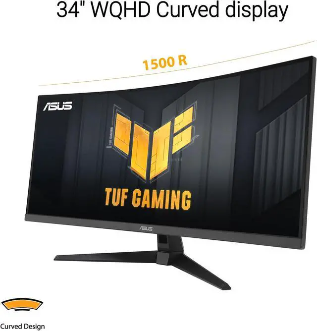 Alt view image 2 of 5 - ASUS TUF Gaming 34" Ultra-Wide Curved Monitor (VG34VQ3B) - 21:9 QHD (3440x1440), 180Hz, 1ms, Extreme Low Motion Blur Sync, FreeSync Premium, Speaker, 90% DCI-P3, DisplayWidget Center, 3 yr Warranty