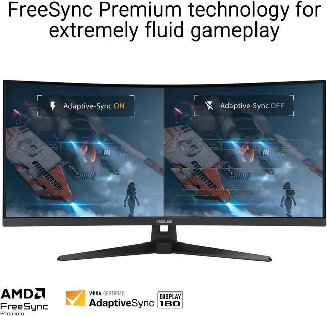 Alt view image 4 of 5 - ASUS TUF Gaming 34" Ultra-Wide Curved Monitor (VG34VQ3B) - 21:9 QHD (3440x1440), 180Hz, 1ms, Extreme Low Motion Blur Sync, FreeSync Premium, Speaker, 90% DCI-P3, DisplayWidget Center, 3 yr Warranty