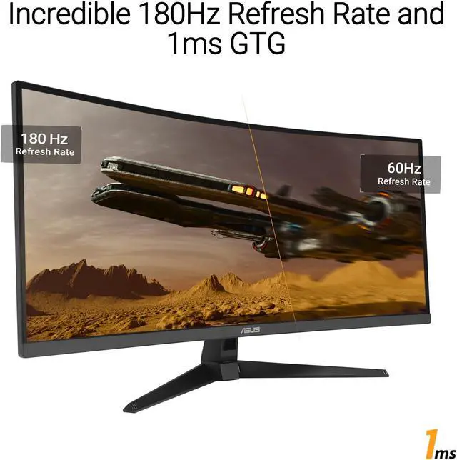 Alt view image 3 of 5 - ASUS TUF Gaming 34" Ultra-Wide Curved Monitor (VG34VQ3B) - 21:9 QHD (3440x1440), 180Hz, 1ms, Extreme Low Motion Blur Sync, FreeSync Premium, Speaker, 90% DCI-P3, DisplayWidget Center, 3 yr Warranty