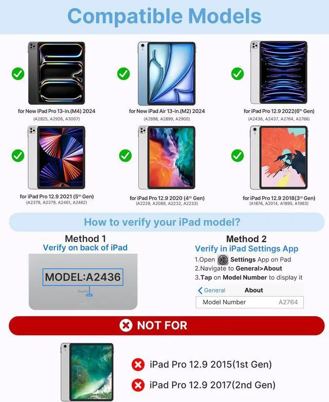Alt view image 2 of 5 - typecase Keyboard Case for iPad Pro 13-inch (M4, 2024) & iPad Air 13-inch (M2), Trackpad, 360deg Rotatable, Wireless Keyboard, 11-Colors Backlit for iPad Pro 12.9 (6th/5th/4th/3rd Gen), Pale Blue