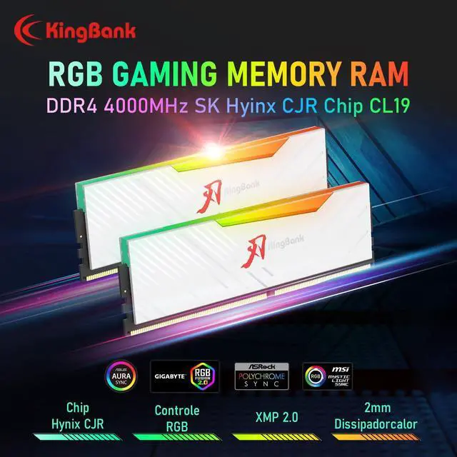 Alt view image 2 of 5 - KingBank RGB Desktop Computer Memory Ram Hynix DDR4 32GB (2x16GB) 3600MHz 1.35V CL18 with Heatsink for Desktop Computer Gaming/Office/PS