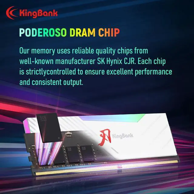 Alt view image 4 of 5 - KingBank RGB Desktop Computer Memory Ram Hynix DDR4 32GB (2x16GB) 3600MHz 1.35V CL18 with Heatsink for Desktop Computer Gaming/Office/PS
