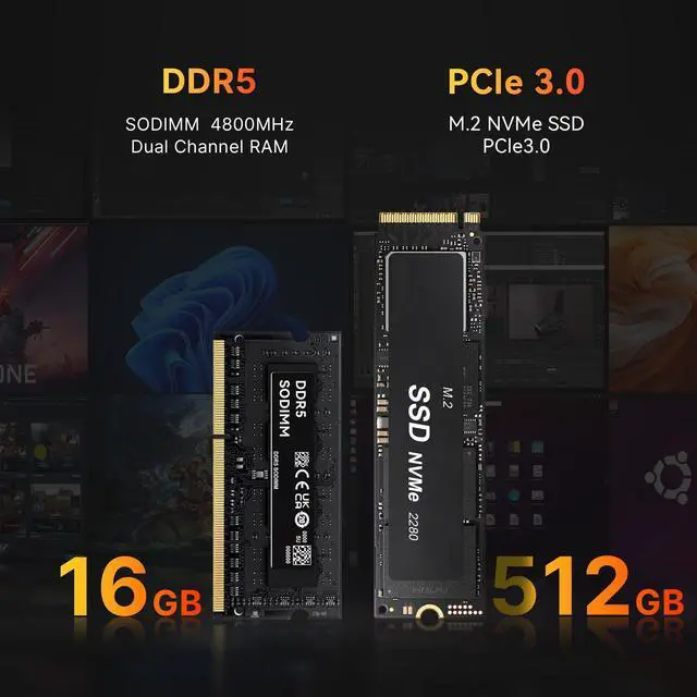 Alt view image 4 of 5 - BOSGAME Mini Gaminig PC,AMD Ryzen 9 6900HX 16GB DDR5 512GB PCIe3.0 SSD Mini Desktop Computer,Radeon 680M Triple Output,Dual 2.5Gbps LAN,HDMI2.0/DP/USB4