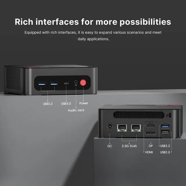 Alt view image 5 of 5 - BOSGAME Mini Gaminig PC,AMD Ryzen 9 6900HX 16GB DDR5 512GB PCIe3.0 SSD Mini Desktop Computer,Radeon 680M Triple Output,Dual 2.5Gbps LAN,HDMI2.0/DP/USB4