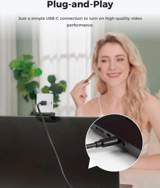 Alt view image 4 of 5 - OBSBOT Meet 2-4K Webcam for PC with 1/2" Sensor, AI Framing & Autofocus, Beauty Mode, Lightweight, Gesture Control, HDR, Dual Microphone, 60 FPS, Web Cam for Streaming, Meeting, Gaming. (Cloud White)