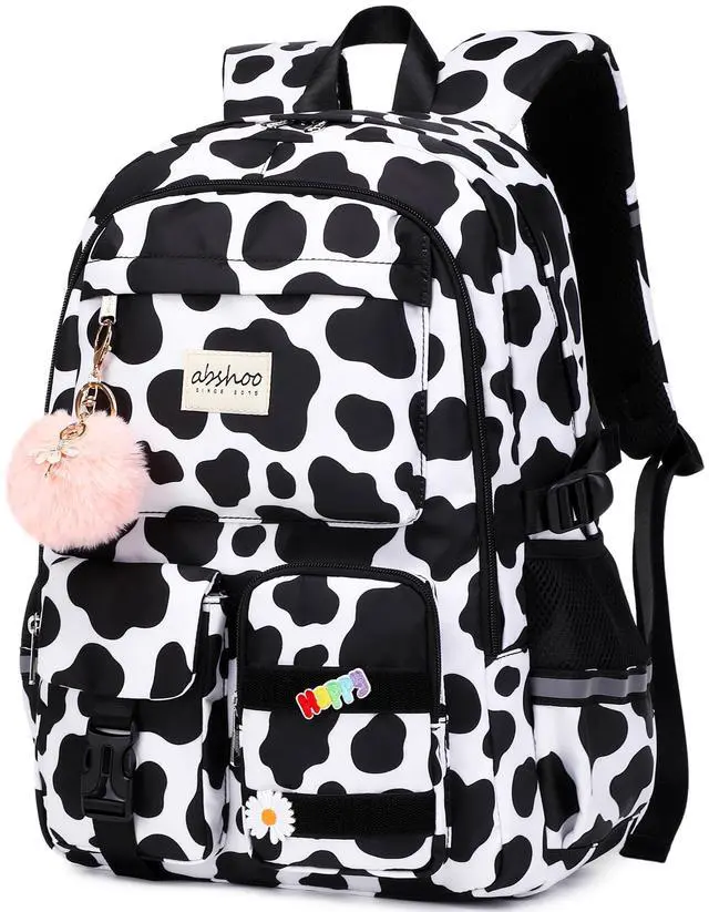 Alt view image 2 of 5 - abshoo Big Student Laptop Backpack For College Women Middle High School Teen Girls Bookbag Travel Daypack (Cow Print Black)