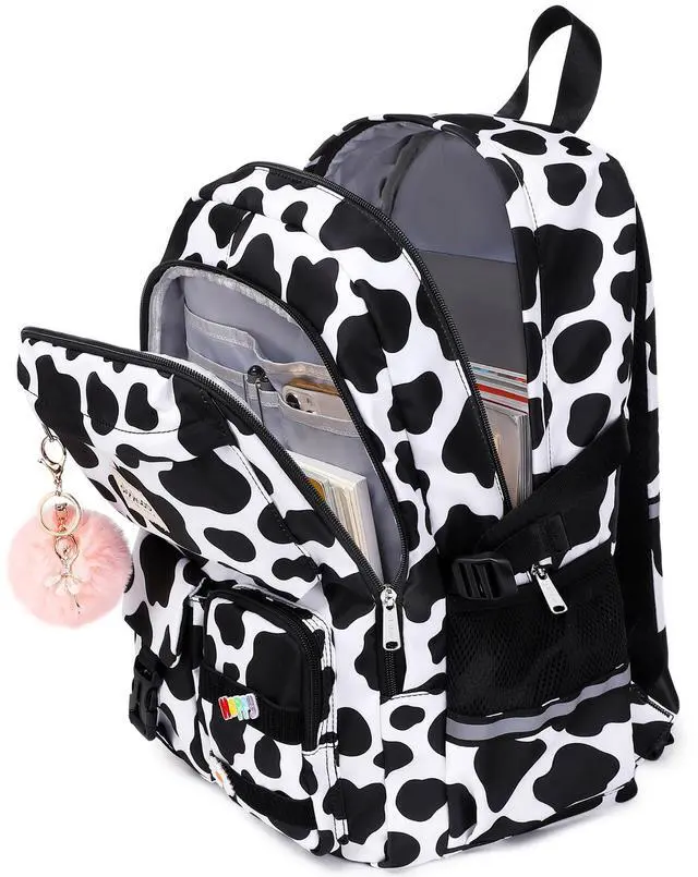 Alt view image 4 of 5 - abshoo Big Student Laptop Backpack For College Women Middle High School Teen Girls Bookbag Travel Daypack (Cow Print Black)