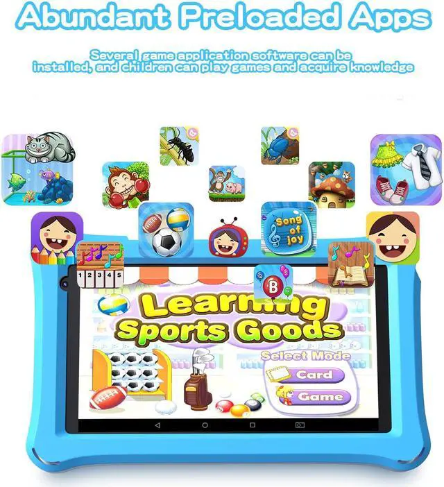 Alt view image 2 of 4 - Kids Tablet 8 inch Toddler Tablet Android Kids Tablet 4GB RAM 32GB ROM 8 inch IPS Touchscreen 1280x800, Iwawa and Parental Controls Kids Tablet , WiFi, Dual Camera, Bluetooth, Shockproof Case