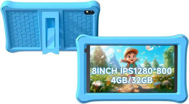 Main image of Kids Tablet 8 inch Toddler Tablet Android Kids Tablet 4GB RAM 32GB ROM 8 inch IPS Touchscreen 1280x800, Iwawa and Parental Controls Kids Tablet , WiFi, Dual Camera, Bluetooth, Shockproof Case