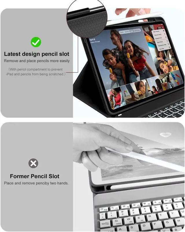 Alt view image 5 of 5 - aoub Keyboard Case for iPad 10th Generation Case 10.9 inch 2022-7 Color Backlit Wireless Detachable Keyboard, Stand Folio Cover with Pencil Holder for iPad 10th Gen, Black