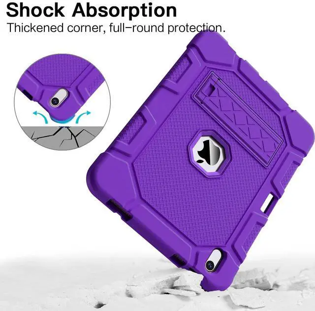 Alt view image 5 of 5 - Azzsy Case for iPad 10th Generation 10.9 Inch 2022, [Built-in Pencil Holder] Heavy Duty Shockproof Rugged Protective Case for iPad 10.9 Inch 2022 Release, Purple