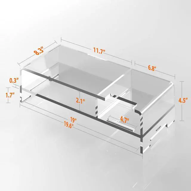 Alt view image 4 of 5 - BEYGORM Acrylic Monitor Stand Riser, 2 Pack Clear Acrylic Flyer Holder with Business Card Holder