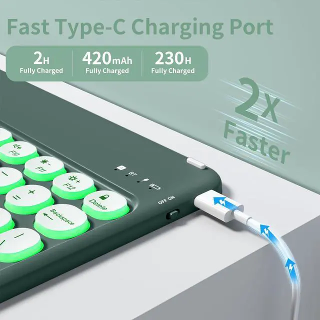 Alt view image 4 of 5 - BQDIYOO Case for iPad Air 11 Inch Case with Keyboard, iPad Air 5th/4th Gen Case with Keyboard 7 Colors Backlit, Auto Wake/Sleep Cover for iPad Air 11 Inch 2024 iPad Air 5th/4th gen 2022 2020(Green)