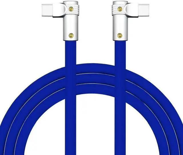 Main image of chubbycable FlexElbow Pro - 90deg Design 100W Fast Charge Cable Ultra-Thick Silicone Right Angle USB C Cable Universal Phone Tablets Charging Cord, Dark Blue, Double Elbow Type C to Type C, 19.6FT