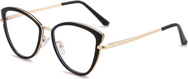 Main image of Cyxus Cat Eye Blue Light Blocking Glasses Metal Frame UV Filtering Computer Glasses Clear Lens For Men Women 8171 Glossy Black
