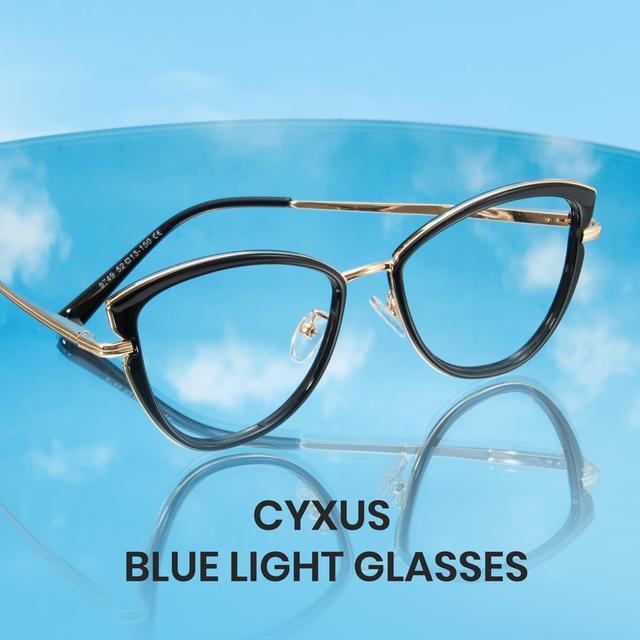 Alt view image 3 of 5 - Cyxus Cat Eye Blue Light Blocking Glasses Metal Frame UV Filtering Computer Glasses Clear Lens For Men Women 8171 Glossy Black