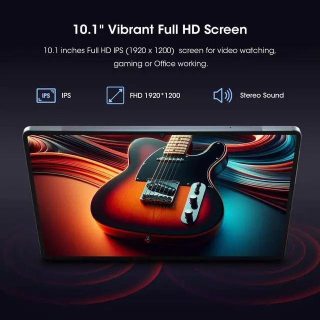 Alt view image 5 of 5 - CWOWDEFU 10.1-inch Tablet, Android 14, 16GB RAM, 256GB ROM (Expandable to 1TB), 4G LTE, Dual SIM, 8MP Rear & 13MP Front Camera, 6000mAh Battery, Gray