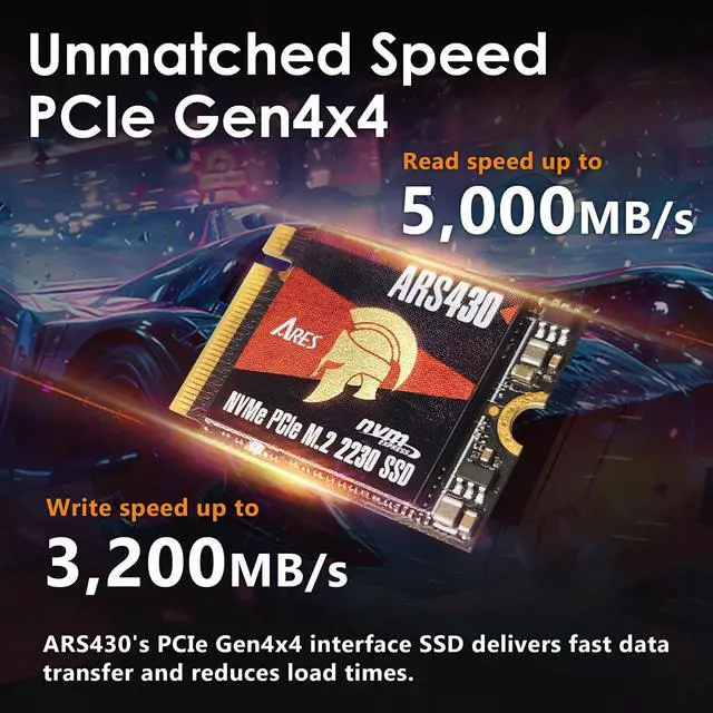 Alt view image 4 of 5 - DATO 2TB M.2 2230 SSD, PCIe Gen 4x4 NVMe Internal Solid State Drive with Heatsink, Up to 5000/3200 MB/s, Compatible with Steam Deck, ROG Ally, Surface Pro, Mini PCs, Ultrabook, ARES ARS430