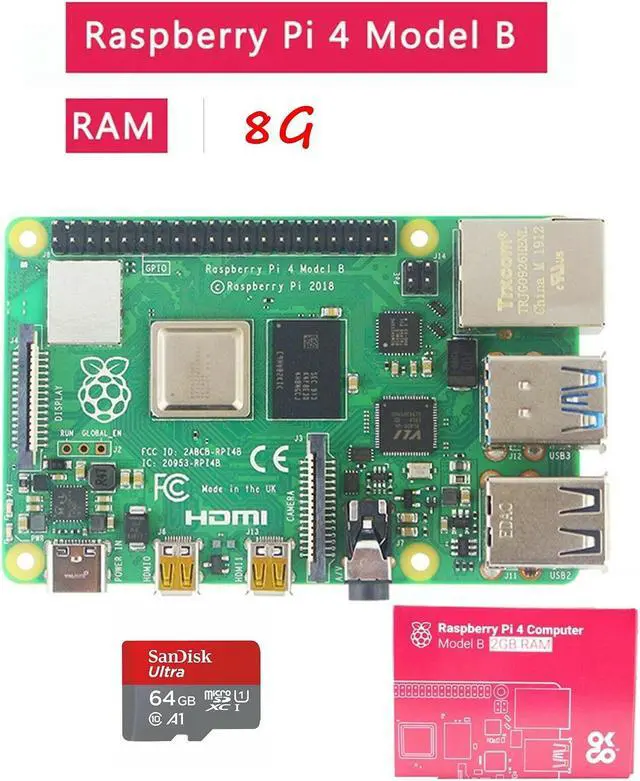 Alt view image 2 of 5 - DIGISHUO Raspberry Pi 4B Model B 8GB RAM DIY Kit | with Case | Pi Cooling Fan | San Disk 64G SD Card Micro-SD | Micro HDMI Cable | Sufficient 5V 3A Power Supply (8G Module 8 in 1 Kit)
