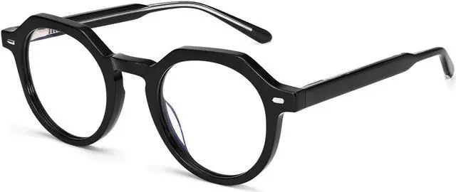 Main image of Dollger Blue Light Blocking Glasses For Woman Men Thick Frame Round Non-Prescription Glasses, For Computer Work Gaming, Black