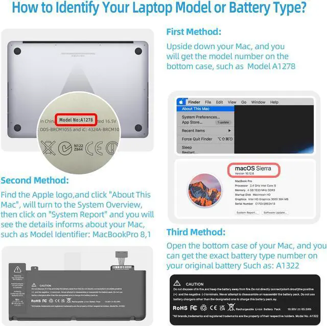 Alt view image 5 of 5 - JGTM A1278 A1322 Battery Replacement for MacBook Pro 13 inch Mid 2012 2010 2009 Early 2011 Version Upgraded Capacity 6800mAh (A1322 A1278 Battery)