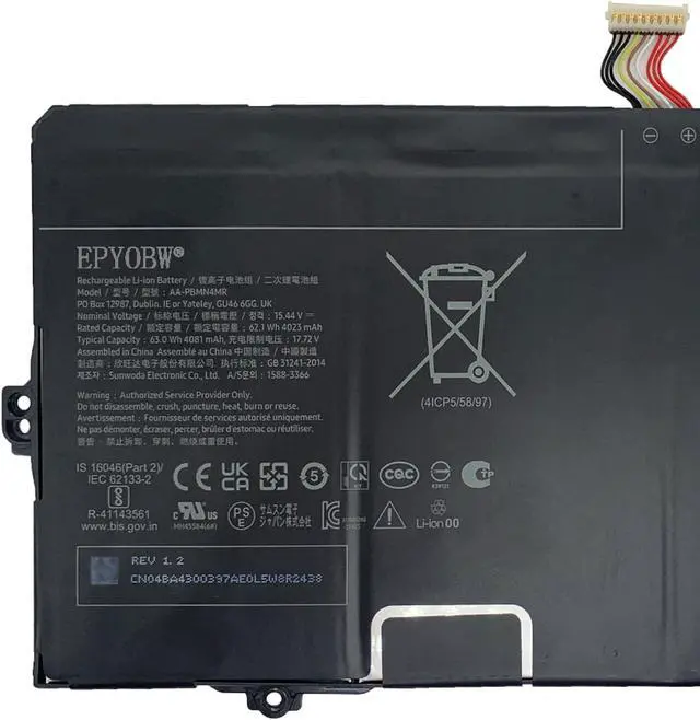 Alt view image 2 of 5 - EPYOBW AA-PBMN4MR Laptop Battery 63Wh Compatible with Samsung Galaxy Book Pro 360 13/360 13" / Galaxy Book Pro 360 13.3/360 13.3" / Galaxy Book Pro 13 NP930XDB Series BA43-00397 BA4300397