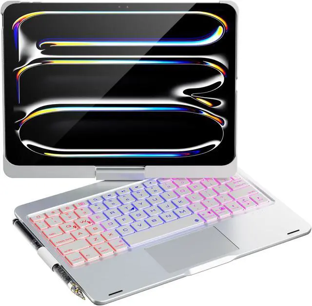 Main image of doqo iPad Pro 11 inch Case with Keyboard (M4, 2024),Keyboard case for iPad Pro 11 2024 with Multi-Touch Trackpad, 7 Colors Backlight & 360degRotatable,Thin&Light for iPad Pro 11 5th A2836, A2837