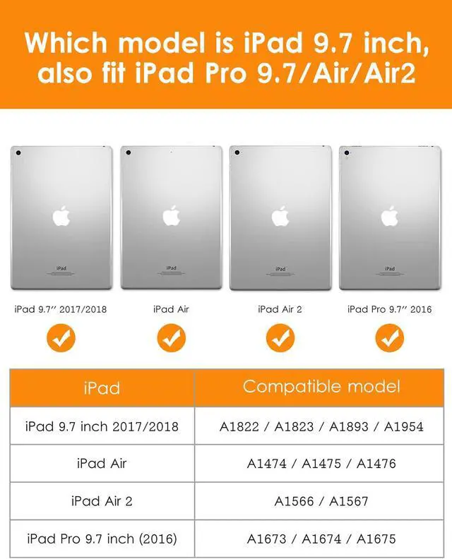 Alt view image 2 of 5 - DTTO for iPad 9.7 Inch 5th/6th Generation 2018/2017 Case with Pencil Holder, Premium Leather Folio Stand Cover and Wireless Rechargeable Keyboard, Midnight Green/Black