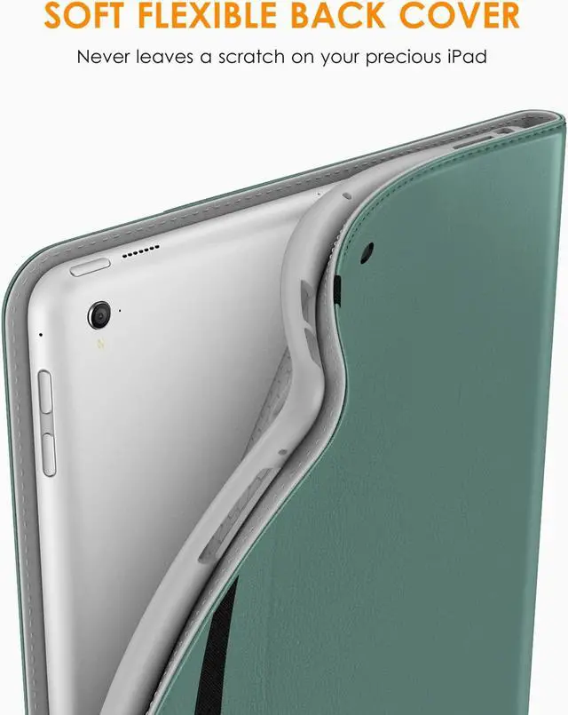 Alt view image 5 of 5 - DTTO for iPad 9.7 Inch 5th/6th Generation 2018/2017 Case with Pencil Holder, Premium Leather Folio Stand Cover and Wireless Rechargeable Keyboard, Midnight Green/Black