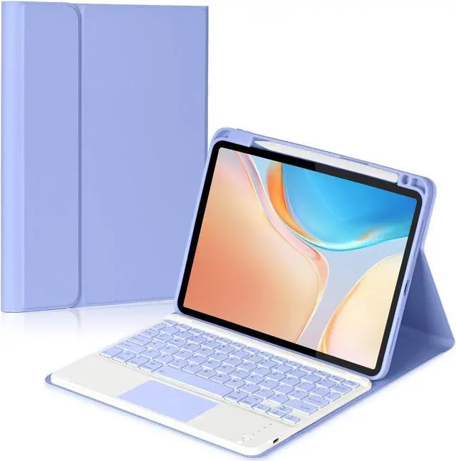 Main image of Eisuiyi Keyboard Case for iPad 10th Generation 10.9", Detachable Touchpad BT Keyboard, Magentic Protective Cover with Pencil Holder, Full Protection, Purple