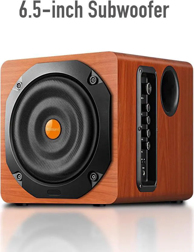 Alt view image 2 of 5 - Computer Gaming Speaker System with Subwoofer, PC Desktop Monitor Surround Sound, Two Satellite with Midrange and Treble, Full Range Coverage, Support Optical/Coaxial/3.5 to RCA/Wireless Connection