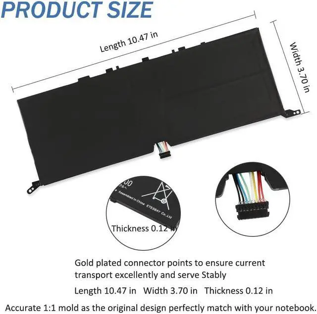Alt view image 4 of 5 - ETESBAY L17C4PE1 Laptop Battery Compatible with Lenovo ideapad 730S-13IWL Yoga S730-13IWL S730-13IML Series L17M4PE1 L17S4PE1 5B10R32748 5B10R32749 5B10W67276 5B10W67274 15.36V 42Wh 4-Cell