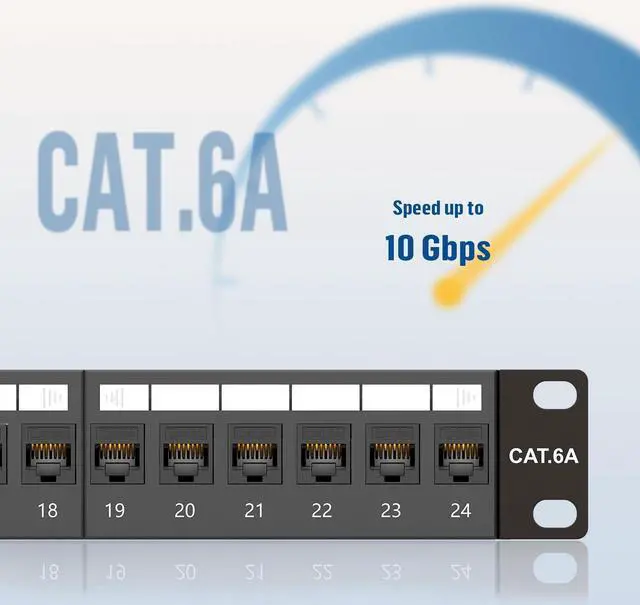 Alt view image 2 of 5 - FGB 10Gbps Patch Panel 24 Port, Cat6A Keystone Patch Panel, 19" Rackmount or Wall Mount, 1U with Back Bar, Network Patch Panel for Gigabit Ethernet