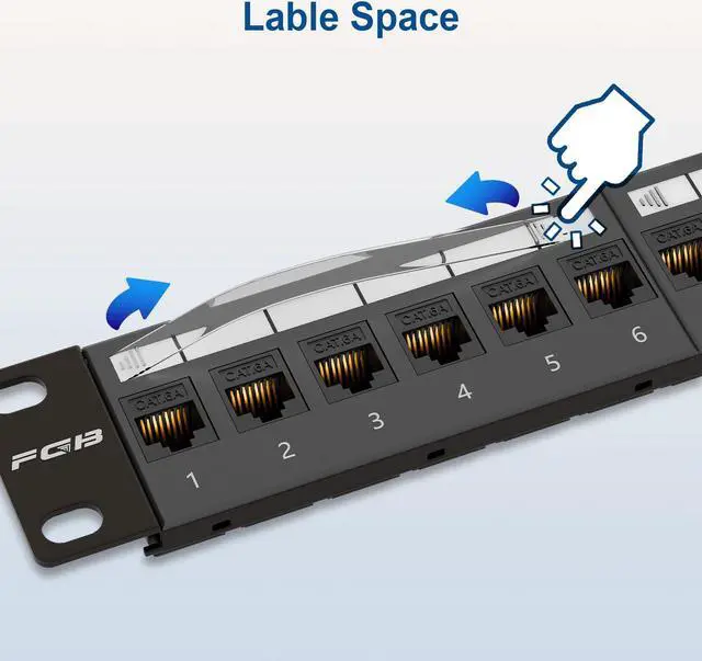 Alt view image 3 of 5 - FGB 10Gbps Patch Panel 24 Port, Cat6A Keystone Patch Panel, 19" Rackmount or Wall Mount, 1U with Back Bar, Network Patch Panel for Gigabit Ethernet