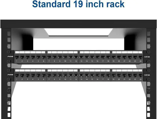 Alt view image 5 of 5 - FGB 10Gbps Patch Panel 24 Port, Cat6A Keystone Patch Panel, 19" Rackmount or Wall Mount, 1U with Back Bar, Network Patch Panel for Gigabit Ethernet