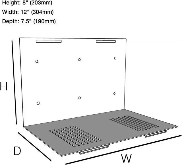 Alt view image 4 of 5 - GEOLYNX Wall Mount | Vented Computer UPS NAS Server Workstation Uninterruptible Power Supply Wall Bracket Kit with Hardware & Straps + 120mm Case Fan Attachment Points (Fans Not Included) (Medium)