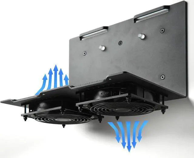 Alt view image 2 of 5 - GEOLYNX Wall Mount | Vented Computer UPS NAS Server Workstation Uninterruptible Power Supply Wall Bracket Kit with Hardware & Straps + 120mm Case Fan Attachment Points (Fans Not Included) (Medium)