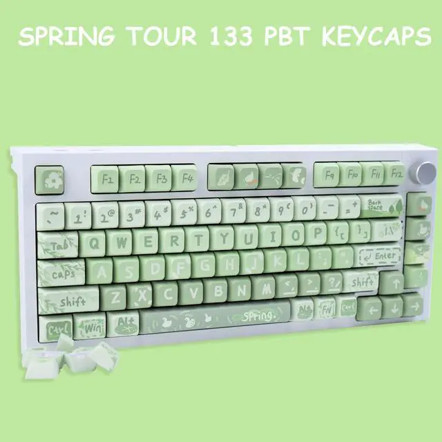 Alt view image 4 of 5 - GEKUCAP PBT 133 Keys Anime Keycaps, Matcha Green Dye-Sublimation Customized Cute Keycaps, XDA Profile Keycaps Set for Cherry Gateron MX Switches Mechanical Gaming Keyboards