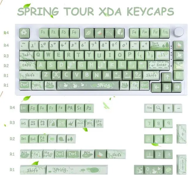 Alt view image 2 of 5 - GEKUCAP PBT 133 Keys Anime Keycaps, Matcha Green Dye-Sublimation Customized Cute Keycaps, XDA Profile Keycaps Set for Cherry Gateron MX Switches Mechanical Gaming Keyboards