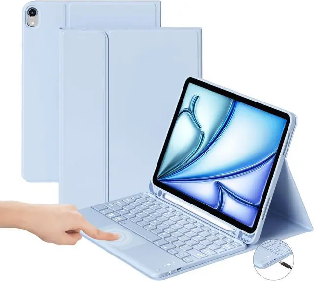 Main image of GKABXY Keyboard Case for iPad Air 11 inch M3/M2 (2025/2024) & iPad Air 5th/4th Gen 10.9 inch (2022/2020), Multi-Touch Trackpad | Detachable Bluetooth Keyboard Cover with Soft TPU Back Shell (Sky Blue)