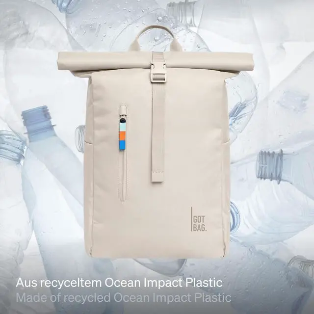Alt view image 2 of 5 - GOT BAG - ROLLTOP EASY Backpack, Backpack for Hiking & Travel with a 16" Laptop Sleeve, Eco-Conscious Bag Made of Recycled Ocean Impact Plastic(tm) (Softshell Color)