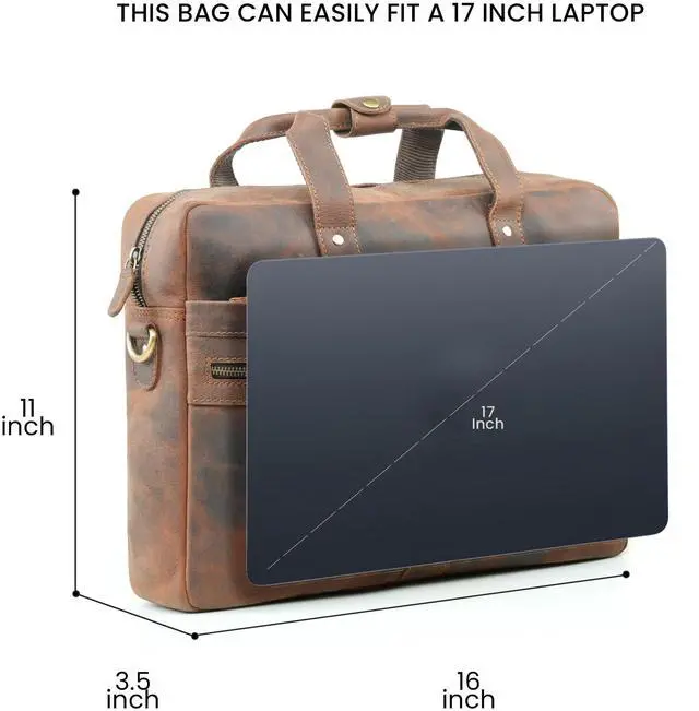 Alt view image 2 of 5 - Handmade World Leather Laptop Briefcase Bag For Men 'The Eminent' Fits 17 Inch Computer Messenger For Business Office Work Slim Bag